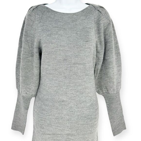 FRENCH CONNECTION NWT Vhari Babysoft Rib Sweater Dress Mid-Grey Melange- M 90s - Picture 6 of 9